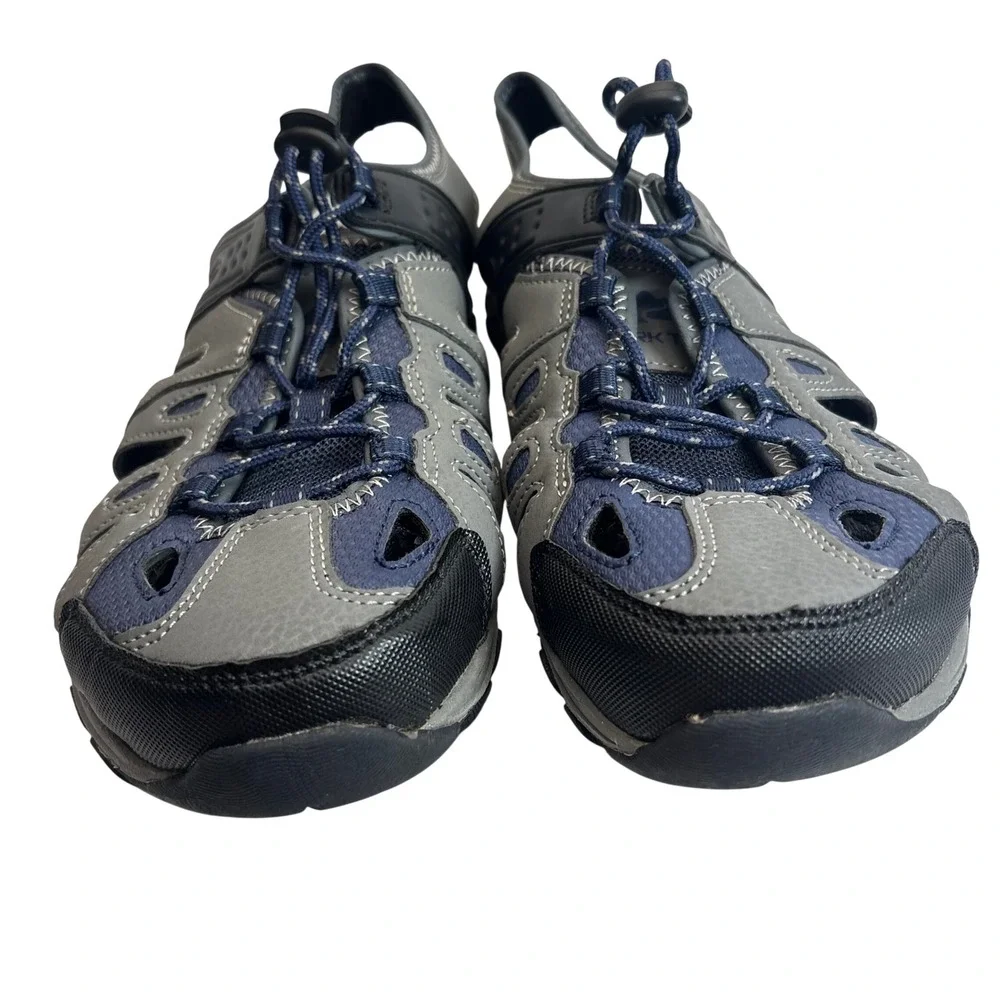 Ozark Trail Hiking Sandals Men 8 Gray Blue Bungee Closed Toe Outdoor Gorpcore‎